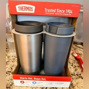 Thermos Stainless Steel and Gray Travel Tumblers Set